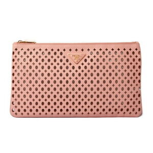 Prada Leather Perfo Rose Pink Clutch Bag Flat Pouch